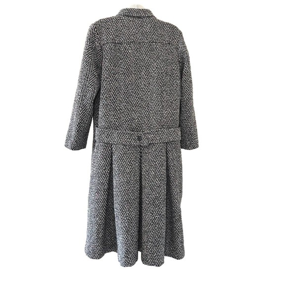 Vintage 80s British Lion Wool Trench Coat Black/White Womens Size 8 Herringbone - Picture 3 of 16